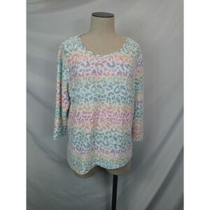 Alfred Dunner Grannycore‎ Textured Top Petite XL Colorful Abstract Stripe Blouse